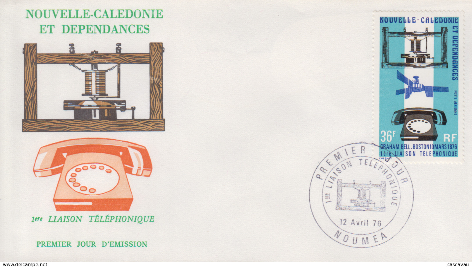 Enveloppe  FDC  1er  Jour   NOUVELLE CALEDONIE    Centenaire  1ére  Liaison  Téléphonique   1976 - FDC