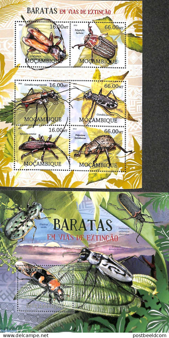 Mozambique 2012 Almost Extinct Insects 2 S/s, Mint NH, Nature - Insects - Mozambique