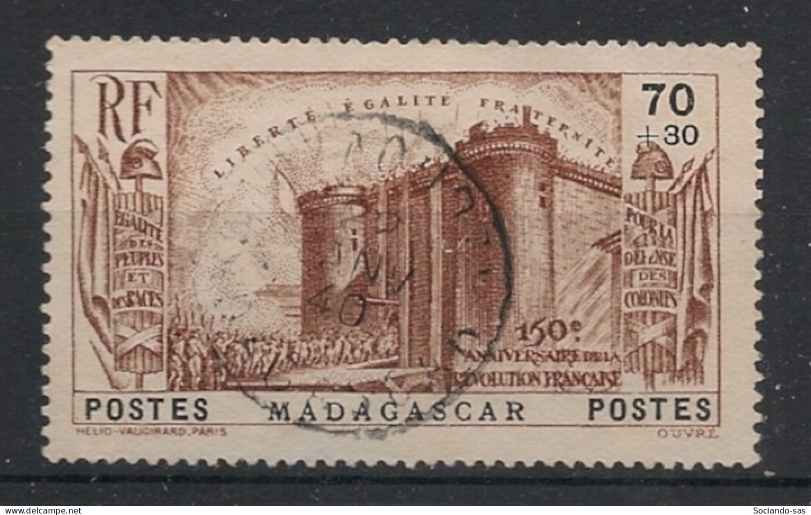 MADAGASCAR - 1939 - N°YT. 210 - Révolution Française 70c + 30c Brun - Oblitéré / Used - Oblitérés