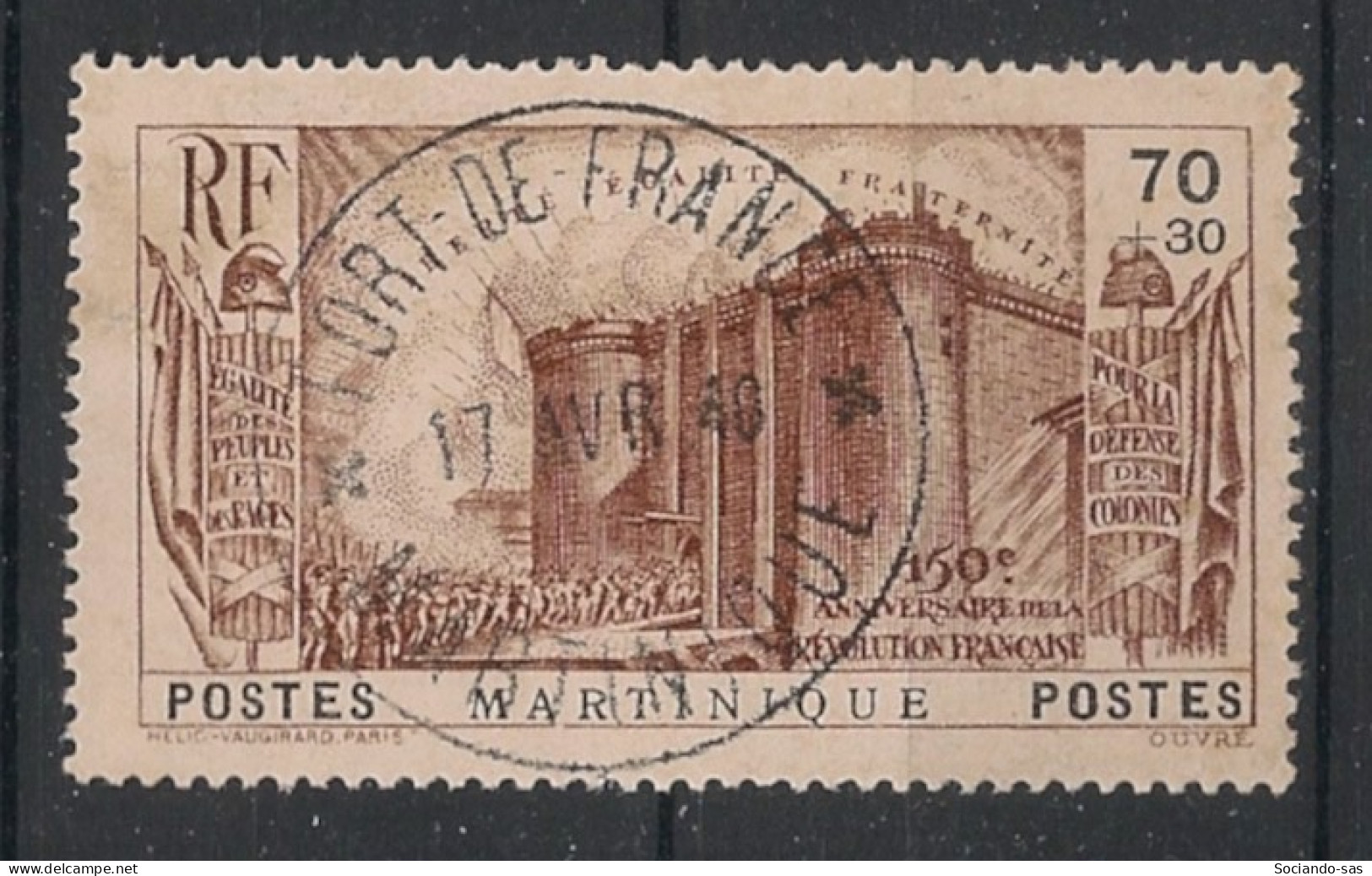 MARTINIQUE - 1939 - N°YT. 171 - Révolution Française 70c + 30c Brun - Oblitéré / Used - Gebraucht
