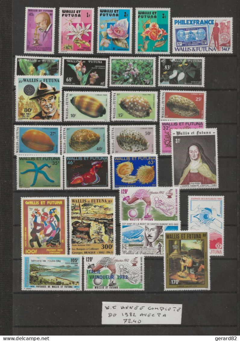 WALLIS ET FUTUNA    ANNEE COMPLETE  AVEC PA  DE 1982   N**  COTE 72,40€ - Volledig Jaar