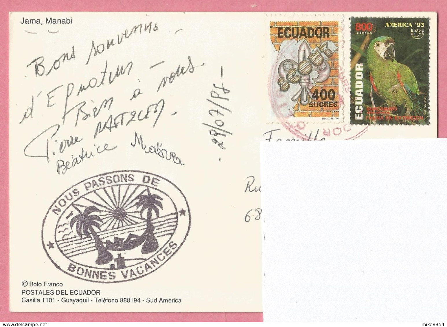 SAS1574   Tarjeta Postal    JAMA MANABI (ECUADOR)   Autobus    ++++++++ - Ecuador