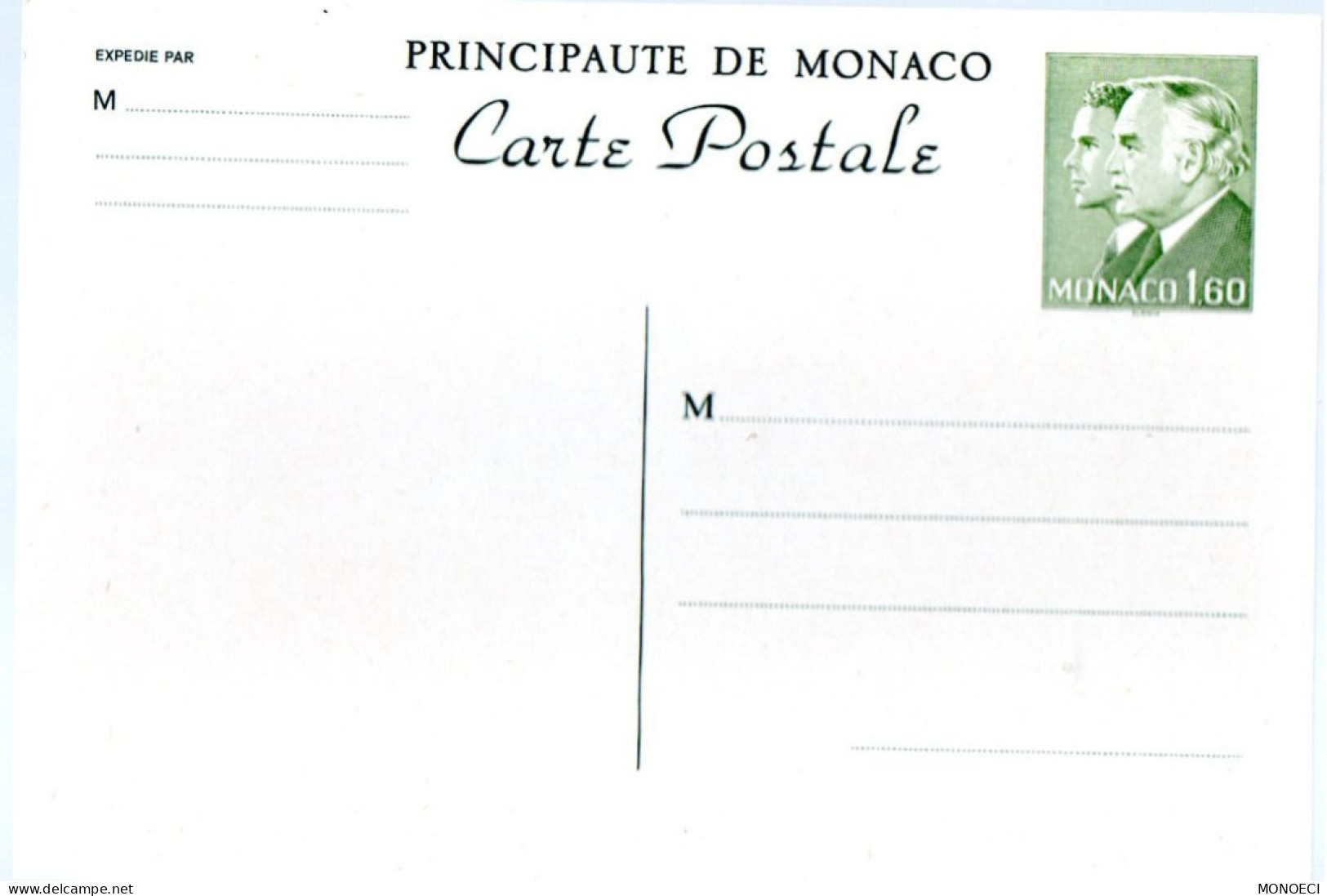 MONACO -- MONTE CARLO -- Monégasque -- ENTIER POSTAL -- CPA -- 1,60 Franc Princes Rainier III Et Albert (1982) - Ganzsachen