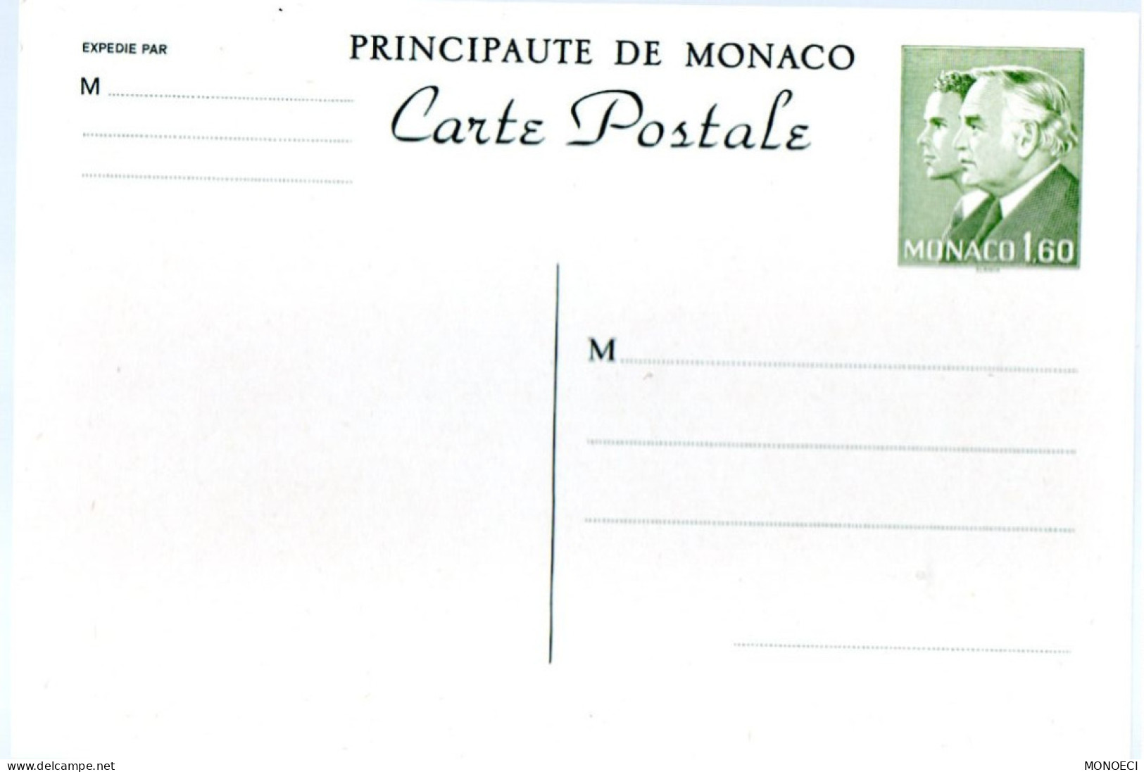 MONACO -- MONTE CARLO -- Monégasque -- ENTIER POSTAL -- CPA -- 1,60 Franc Princes Rainier III Et Albert (1982) - Entiers Postaux