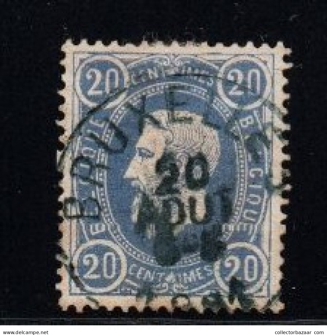 Belgium Belgique BLUE SINGLE RING CANCEL Used Stamps Son Sotn Postmarks Obliteration - 1869-1883 Léopold II