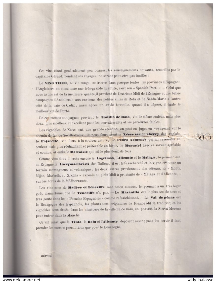 +++ TARIF VINS D'ESPAGNE Et De PORTUGAL - 19e Siècle - Maison Gérard Groetaers - OSTENDE  // - Alimentaire