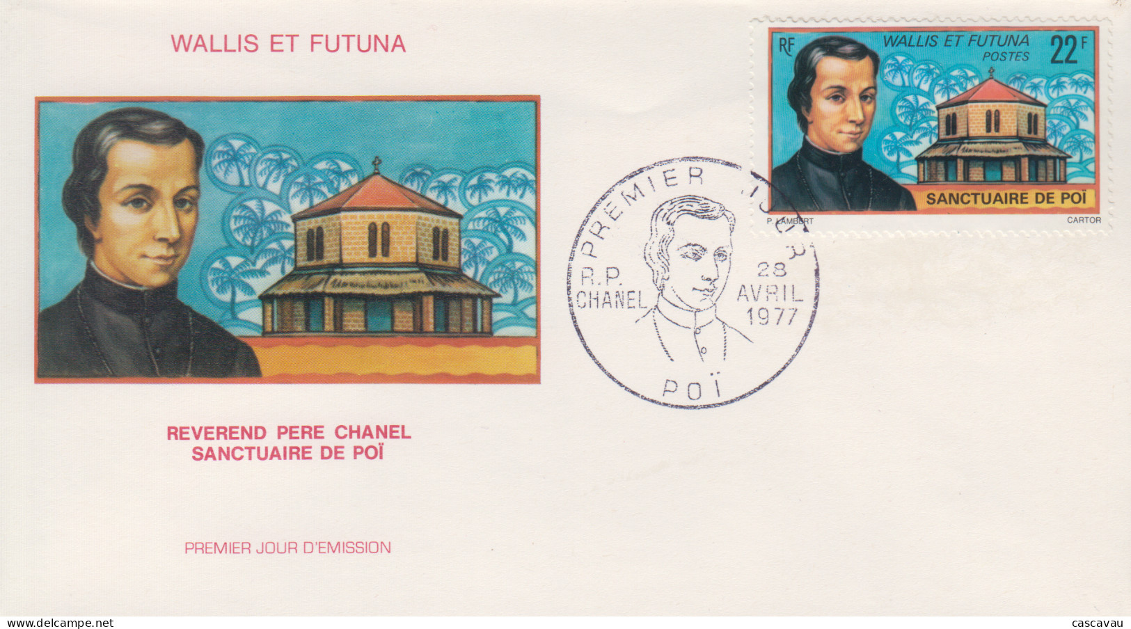 Enveloppe  FDC  1er  Jour   WALLIS  ET  FUTUNA     Retour  Des  Cendres   Du   Révérend    Pére  CHANEL    1977 - FDC