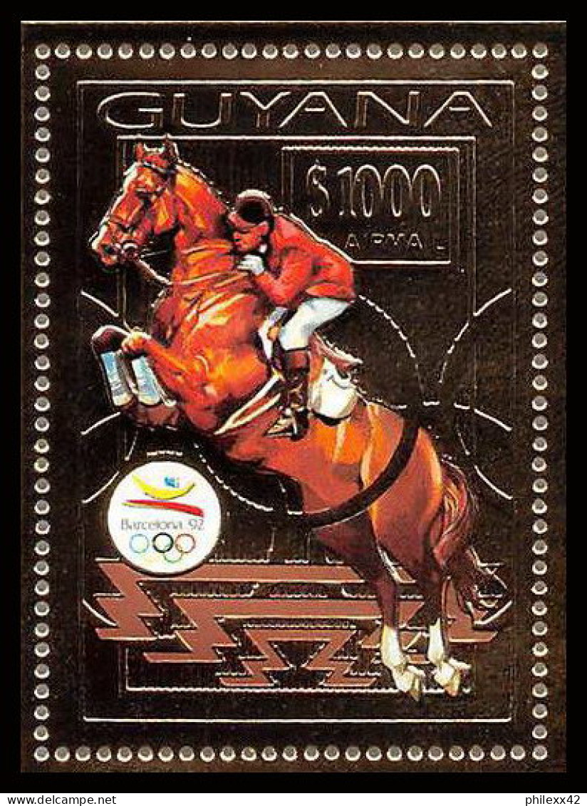 86157c/ Guyana Mi N°207 A Jeux Olympiques (olympic Games) BARCELONA 1992 Horse Jumping OR Gold ** MNH - Summer 1992: Barcelona