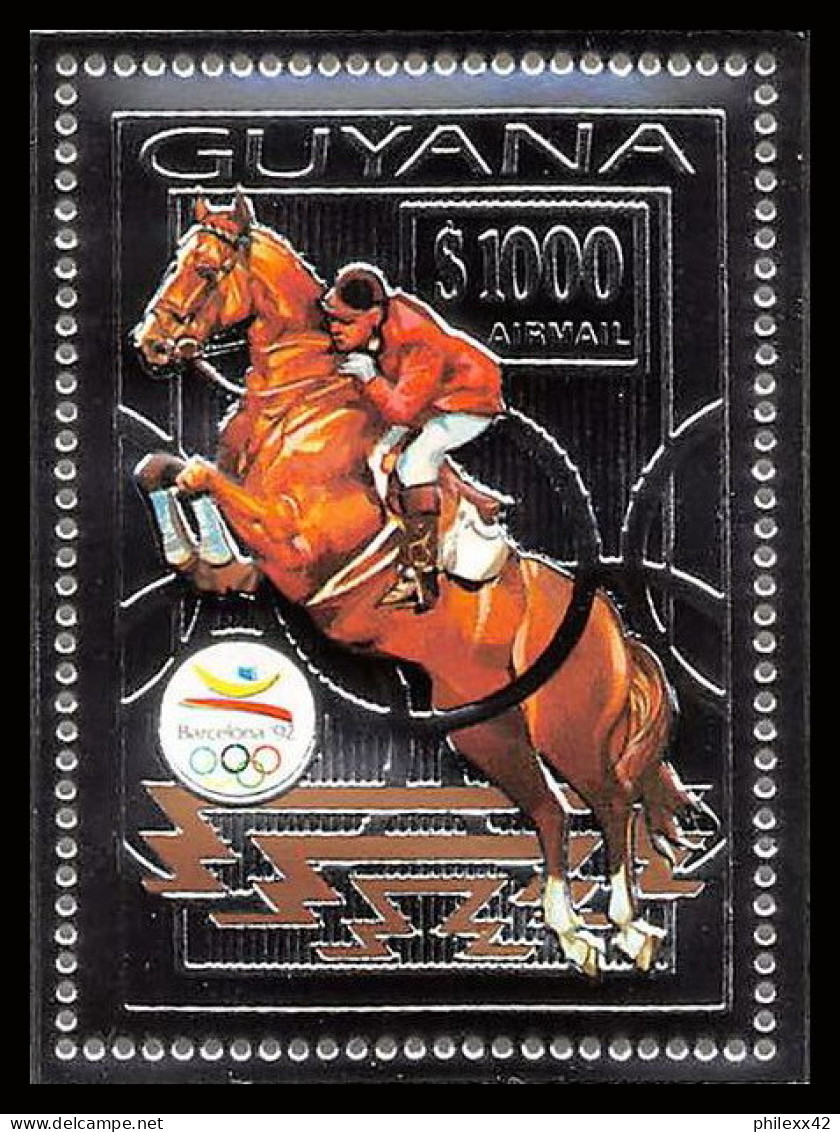 86157jj/ Guyana Mi N°208 A Jeux Olympiques Olympics BARCELONA 1992 Horse Jumping ARGENT Silver ** MNH - Ete 1992: Barcelone