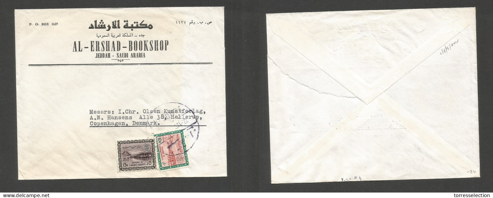 SAUDI ARABIA. C. 1962 Jeddah - Denmark, Cph. Multifkd Env Comercial Envelope. - Arabie Saoudite
