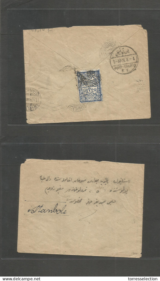 SAUDI ARABIA. 1926. Reverse Fkd Envelope To Istambul, Turkey (12 April 26) With Ovptd Stamp Reverse Used Tied (further S - Arabia Saudita