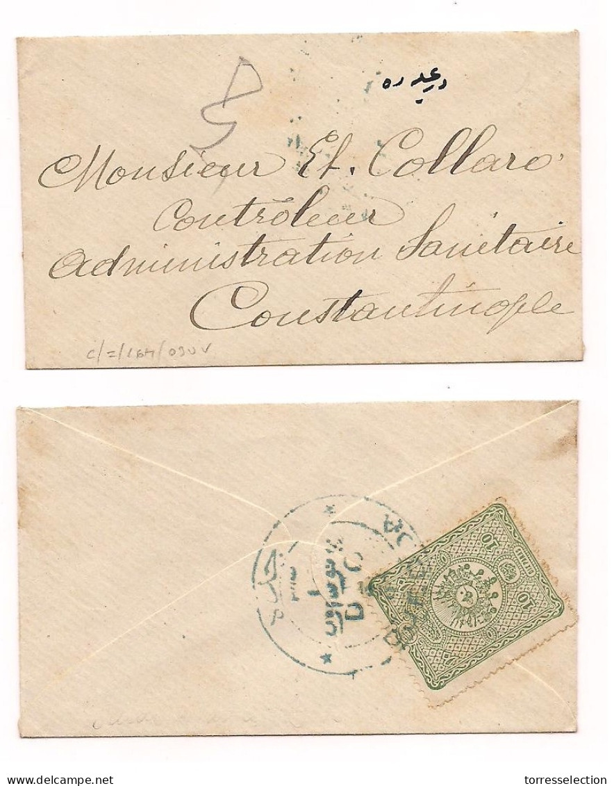 SAUDI ARABIA. C.1892. Djedda To Constantinople. Small Beautiful Envelope Franked On Reverse 10 Para Grey Green, Tied Blu - Arabie Saoudite