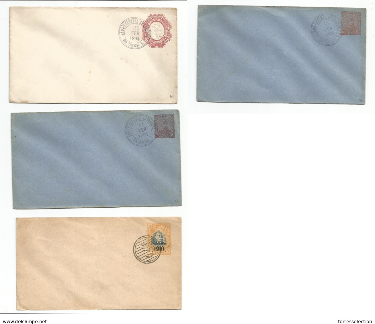 SALVADOR, EL. 1893 / 1910. 4 Diff Pre - Cancelled Uncirculated Stationary Envelopes. Scarce Group. - El Salvador