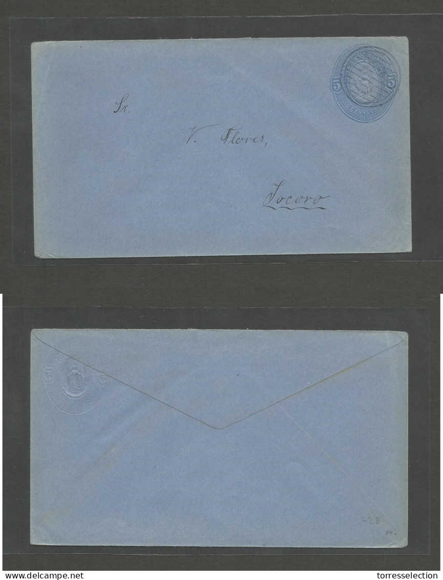 SALVADOR, EL. C. 1890. Tocoro. Locally 5c Blue Stat Envelope Favor Circulation, Scarce Even So. - El Salvador