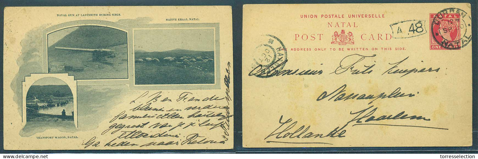 SOUTH AFRICA. 1900-1. Durban - Netherlands. 1d Red Stat Photo View Printed Card War Comm Lady Smith Siege. Fine. - Sonstige & Ohne Zuordnung