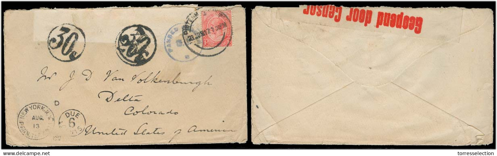 SOUTH AFRICA. 1947. Johanesburg - USA / Cº - Delta. Fkd + Doble Taxed 30c + 60c Modified S Africa Pmks + Censors. Unusua - Sonstige & Ohne Zuordnung