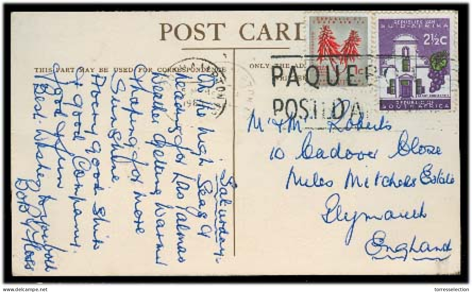 SOUTH AFRICA. 1965. Pqbt Maritime Fkd Card To UK. - Sonstige & Ohne Zuordnung