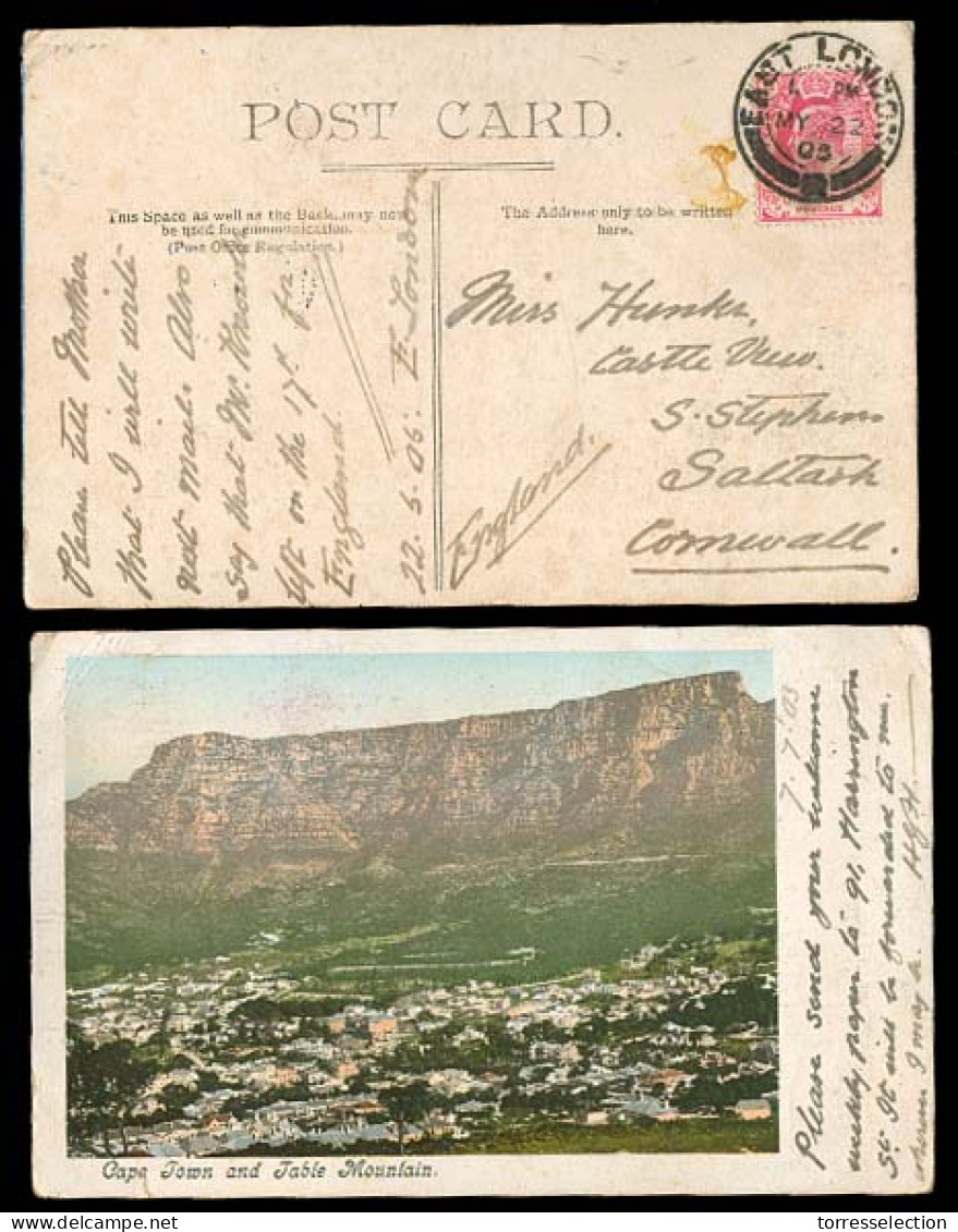 SOUTH AFRICA. 1903. East London / Cape - Cornwall. 2 Color Postcards One Showing Holiday Camping At Beach / Tents. - Sonstige & Ohne Zuordnung
