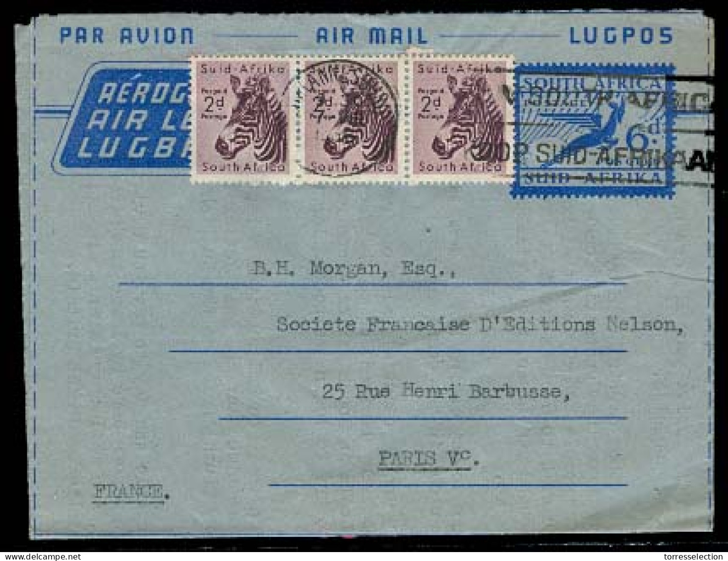 SOUTH AFRICA. 1956. Johanesburg - France. Air Lettersheet Stat + 3 Adtls Gyrafes. Nice Cond. - Sonstige & Ohne Zuordnung