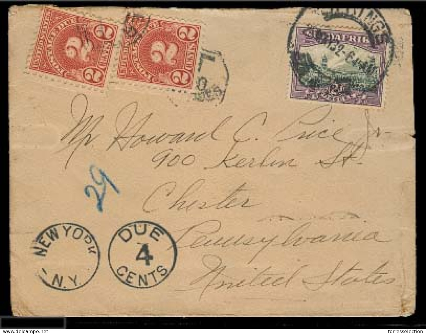 SOUTH AFRICA. 1932 (25 May). Kings - USA. Fkd + Taxed Env / 2 US Postage Due + Aux Marks. Fine. - Other & Unclassified