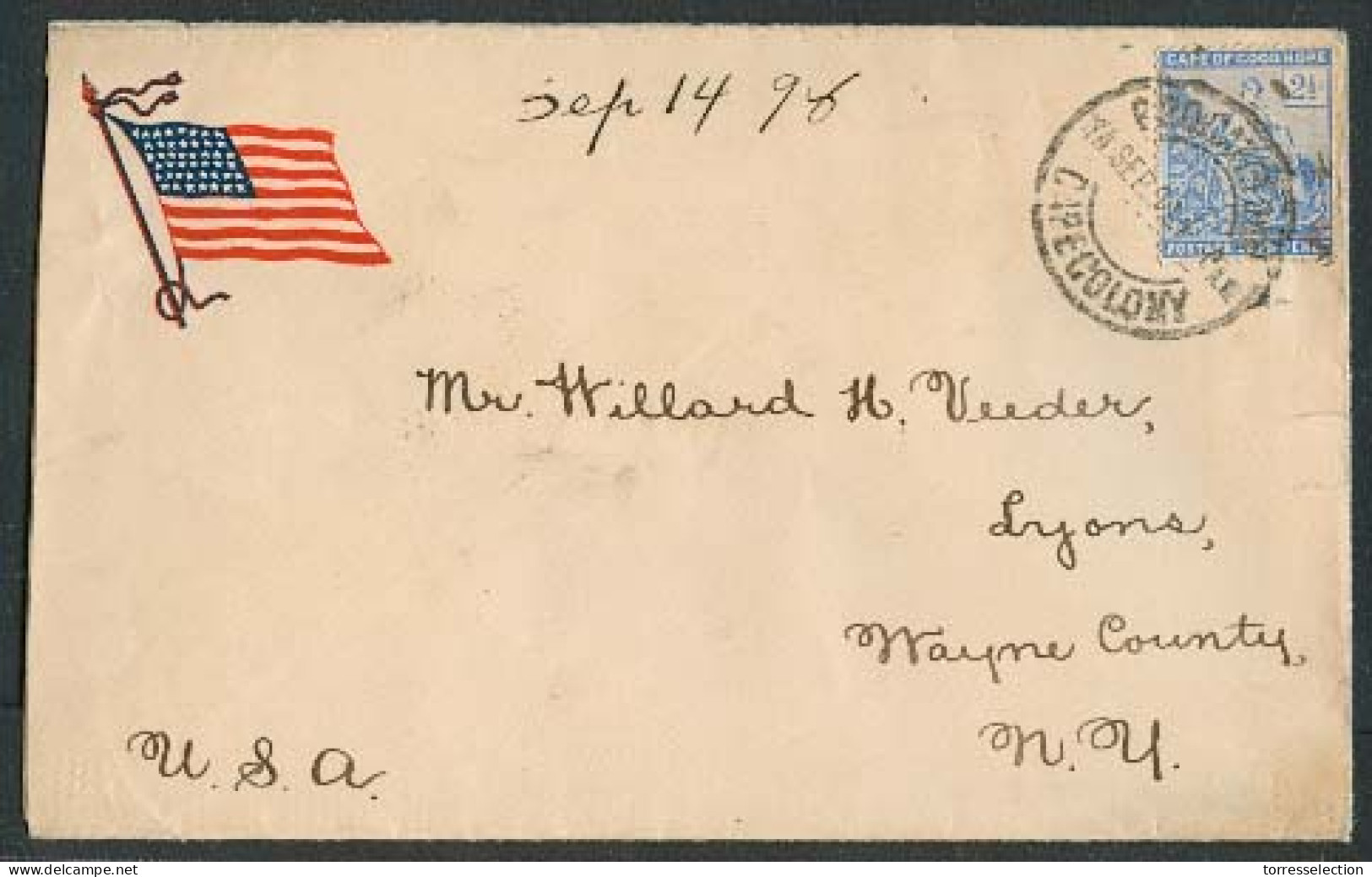 SOUTH AFRICA. 1898 (14 Sept). USA - Spanish American War - SOUTH AFRICA. Cape Town - USA. US Patriotic Cover Used From.  - Other & Unclassified