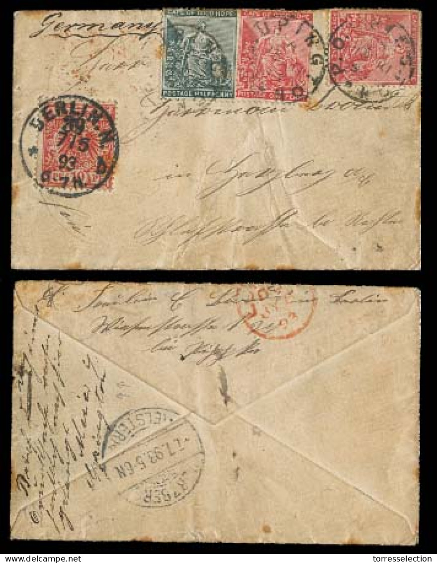 SOUTH AFRICA. 1893 (7 May). Berlin / Germany - South Africa / Upington (15 June) And Returned To Germany (7 July) Via Lo - Other & Unclassified