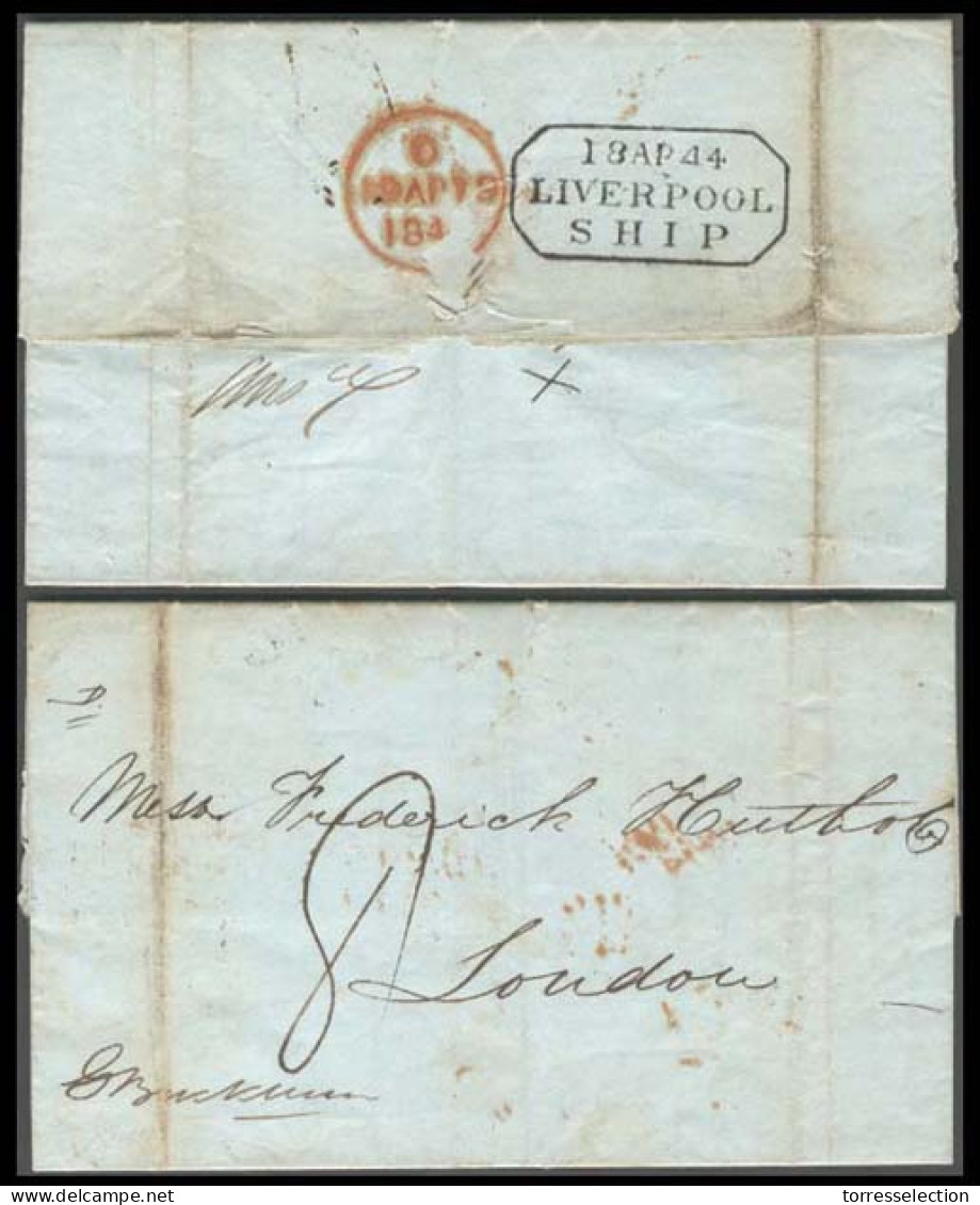 STRAITS SETTLEMENTS SINGAPORE. 1843 (24 Nov). Singapore / UK. EL. Endorsed "G. Buckham" With Liverpool Ship. (18 April 4 - Singapore (1959-...)