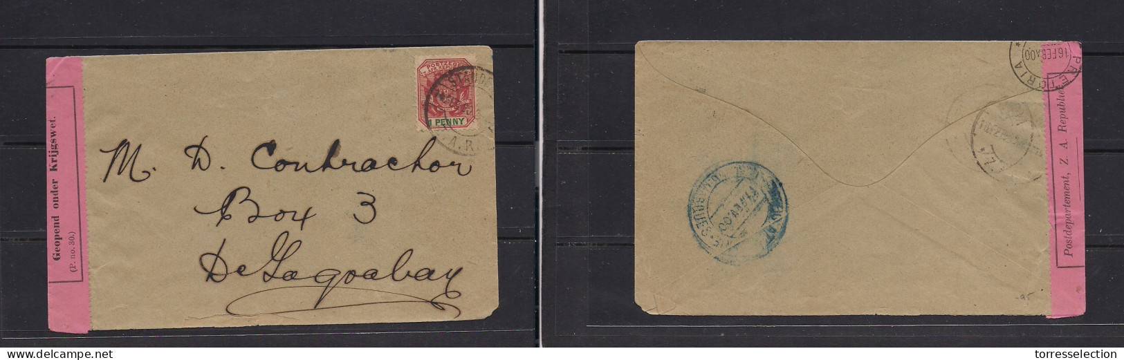 SOUTH AFRICA. 1900 (14 Febr) ZAR, Boer War, Stande - Lourenzo Marques, Portuguese Mozambique (17 Feb) Delagoa Bay. Fkd C - Sonstige & Ohne Zuordnung