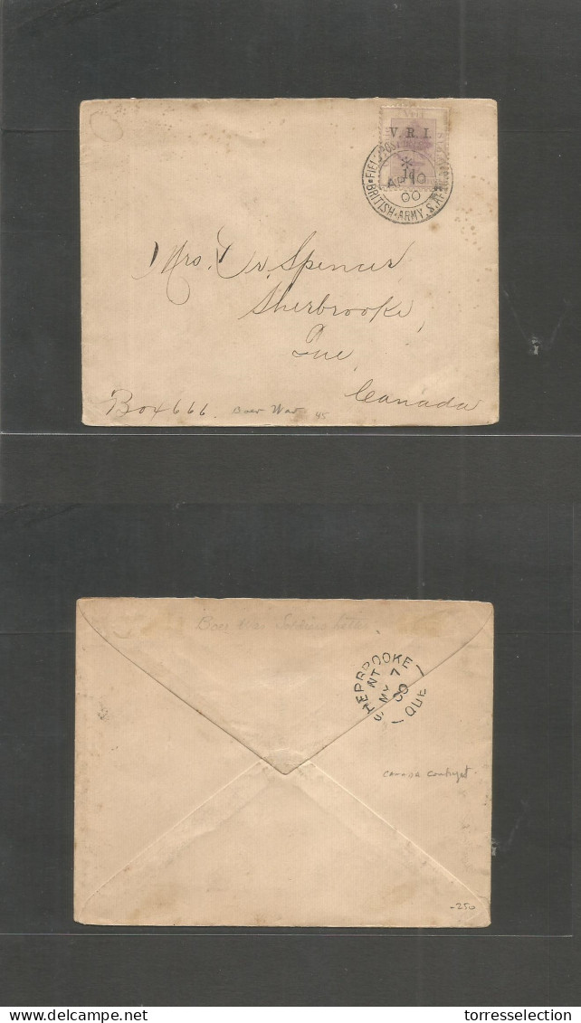 SOUTH AFRICA. 1900 (10 Apr) VRI. Boer War. Canadian Contingent 1d Fkd Env. British Army Cachet, Addressed To Sherbrooke, - Altri & Non Classificati