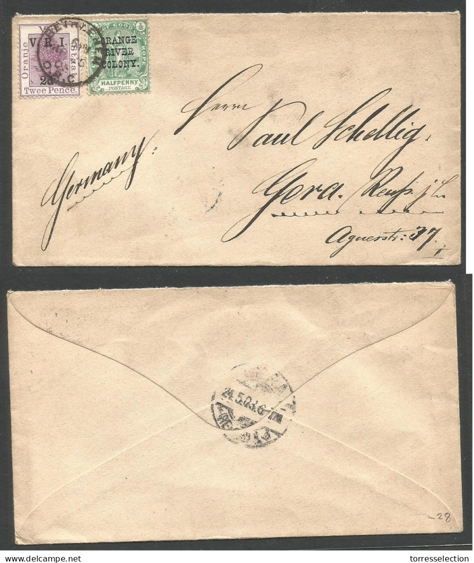 SOUTH AFRICA. 1903 (26 April) VRI - ORC. Bethelem - Germany, Gera (24 May). Fkd Envelope, Cds. Fine - Other & Unclassified