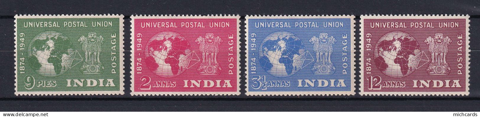 185 INDE 1949 - Yvert 23/26 - UPU Globe Colonne Osaka - Neuf ** (MNH) Sans Charniere - Neufs