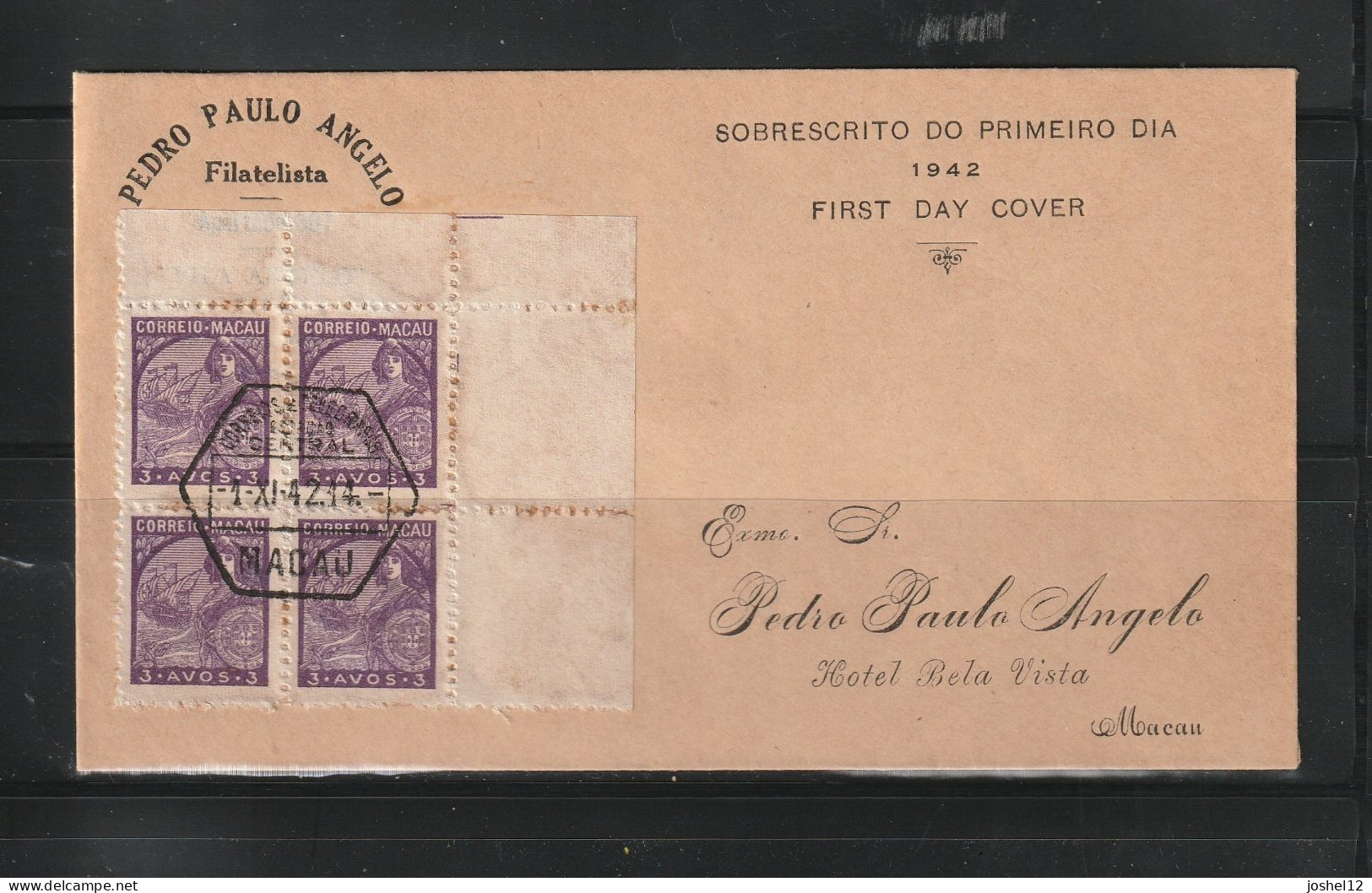 Macau Macao 1942 FDC Padroes Sin Chung Print - Covers & Documents