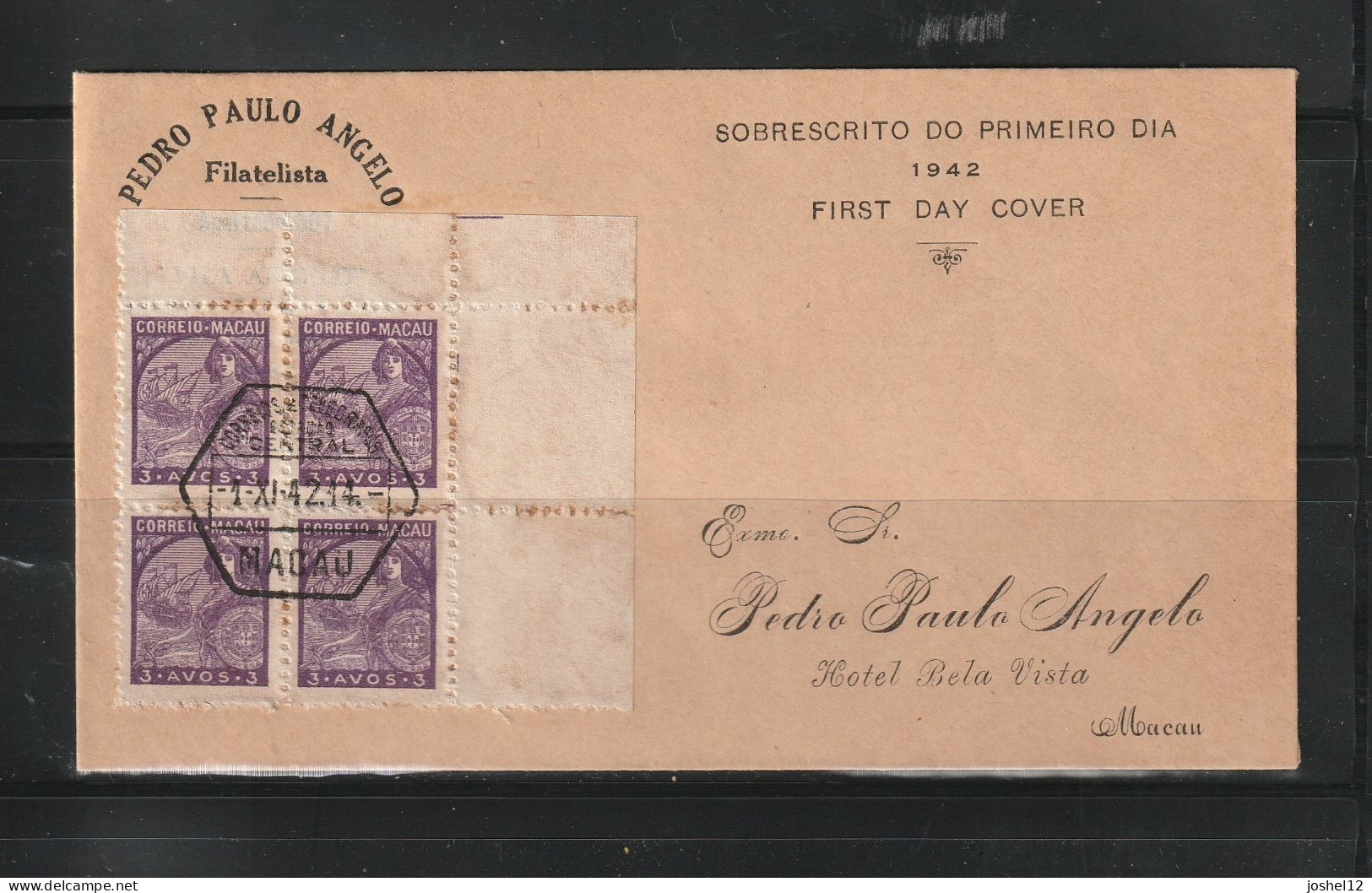 Macau Macao 1942 FDC Padroes Sin Chung Print - Lettres & Documents