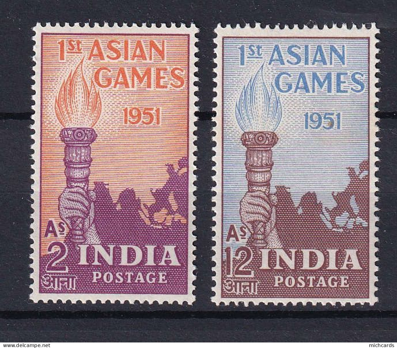 185 INDE 1951 - Yvert 32/33 - Flamme Jeu Torche - Neuf ** (MNH) Sans Charniere - Ungebraucht