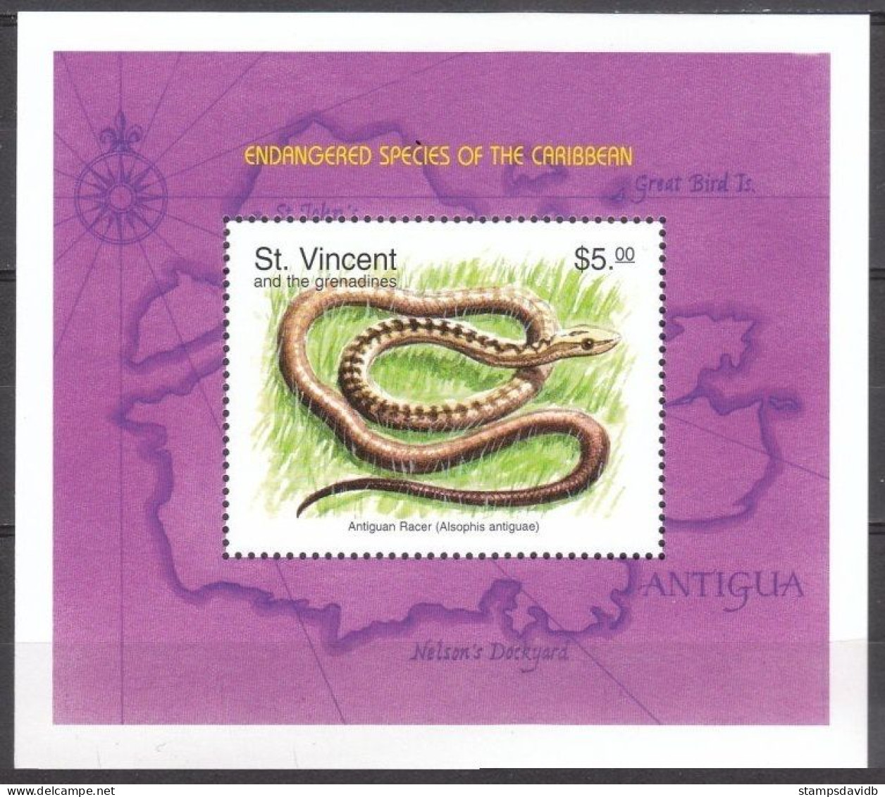1998 St Vincent Grenadines 4287/B444 Reptiles / Snakes 5,50 € - Schlangen
