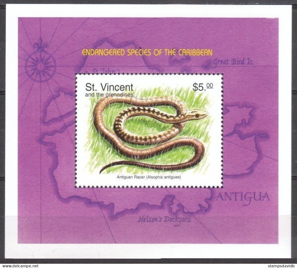 1998 St Vincent Grenadines 4287/B444 Reptiles / Snakes 5,50 € - Serpenti