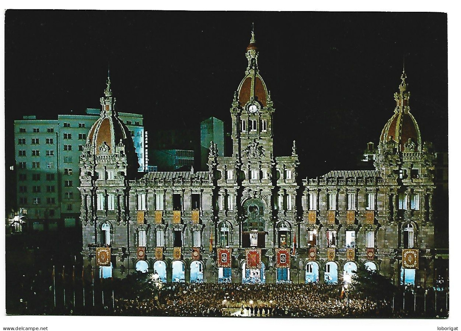 PALACIO MUNICPAL, VISTA NOCTURNA / PALAIS MUNICIPAL / MUNICIPAL PALACE.-  LA CORUÑA.- ( ESPAÑA ) - La Coruña