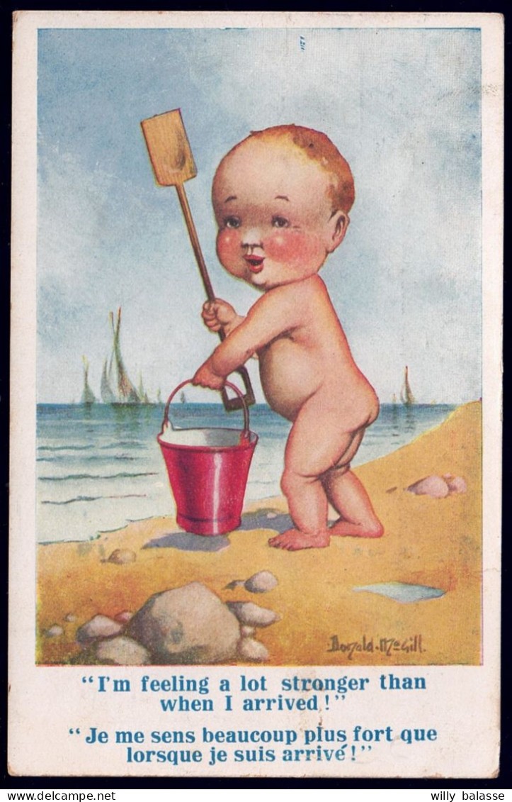 +++ CPA - Fantaisie - Illustrateur Donald MC GILL - Enfant - Bébé Sur La Plage - Baby - Comique Séries 2457 - 1921  // - Mc Gill, Donald