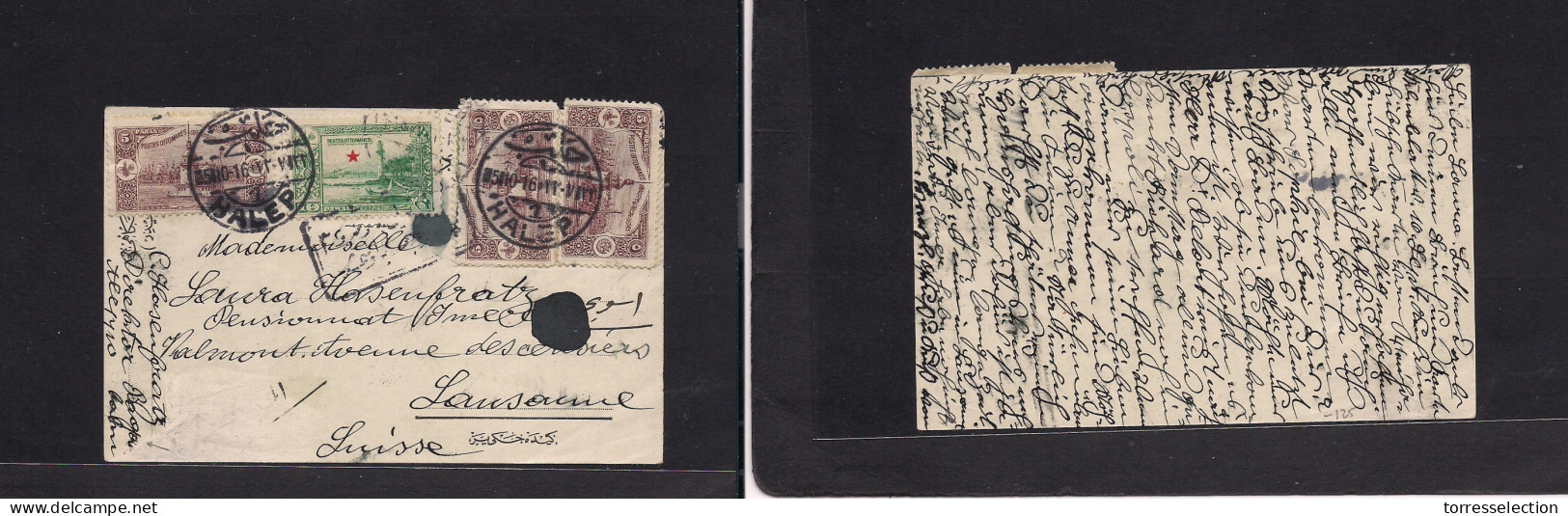 SYRIA. 1916 (5 Oct) WWI Halep - Switzerland, Lausanne. From Dinctor Of Bagdad - Aleppo Train Live. Mutlfikd Censor Card. - Siria