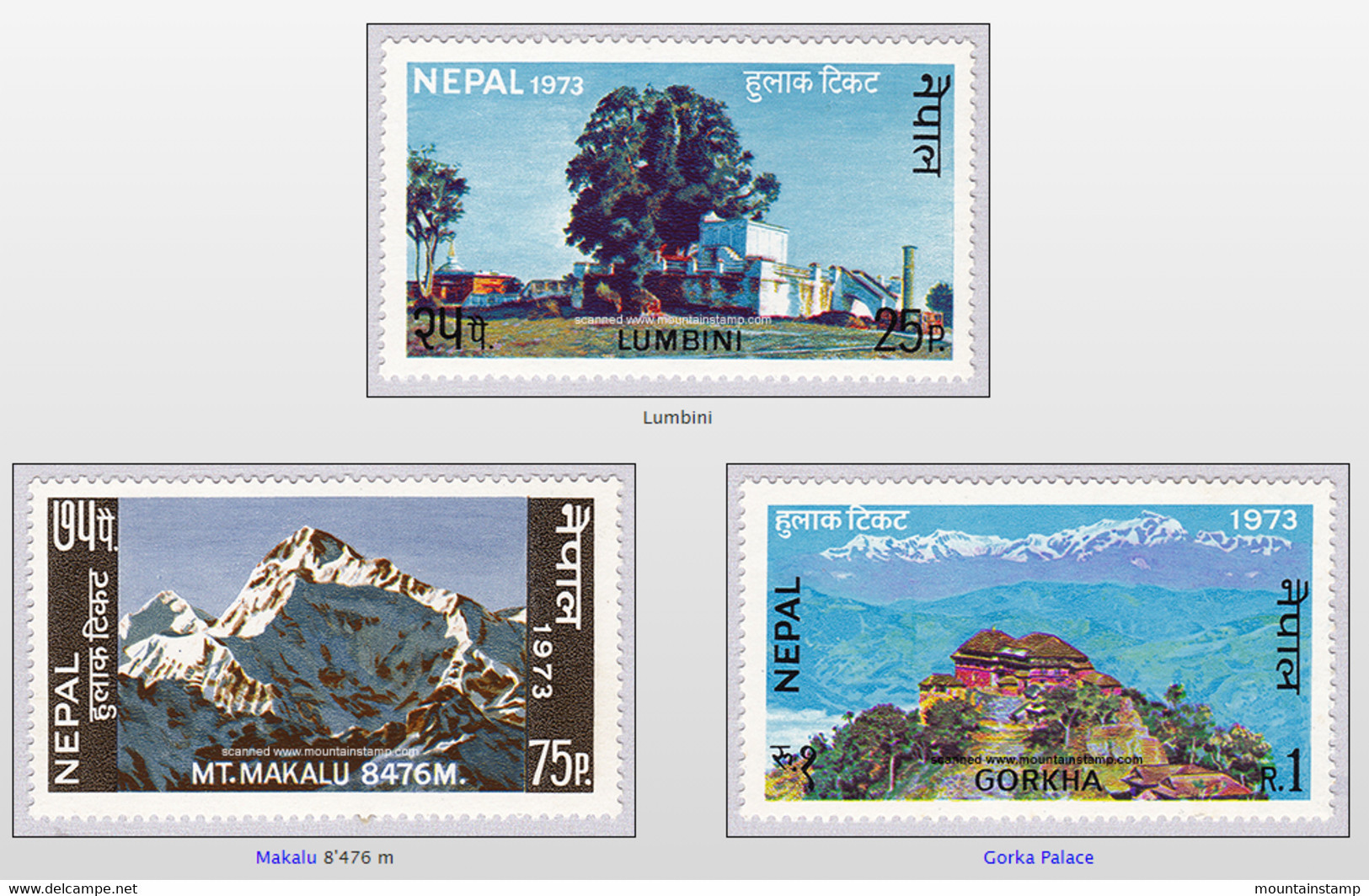 Nepal 1973 Mountains Berge Tourism Lumnini Makalu 8486m Annapurna Range 8091m Gorkha Palace MNH ** - Népal