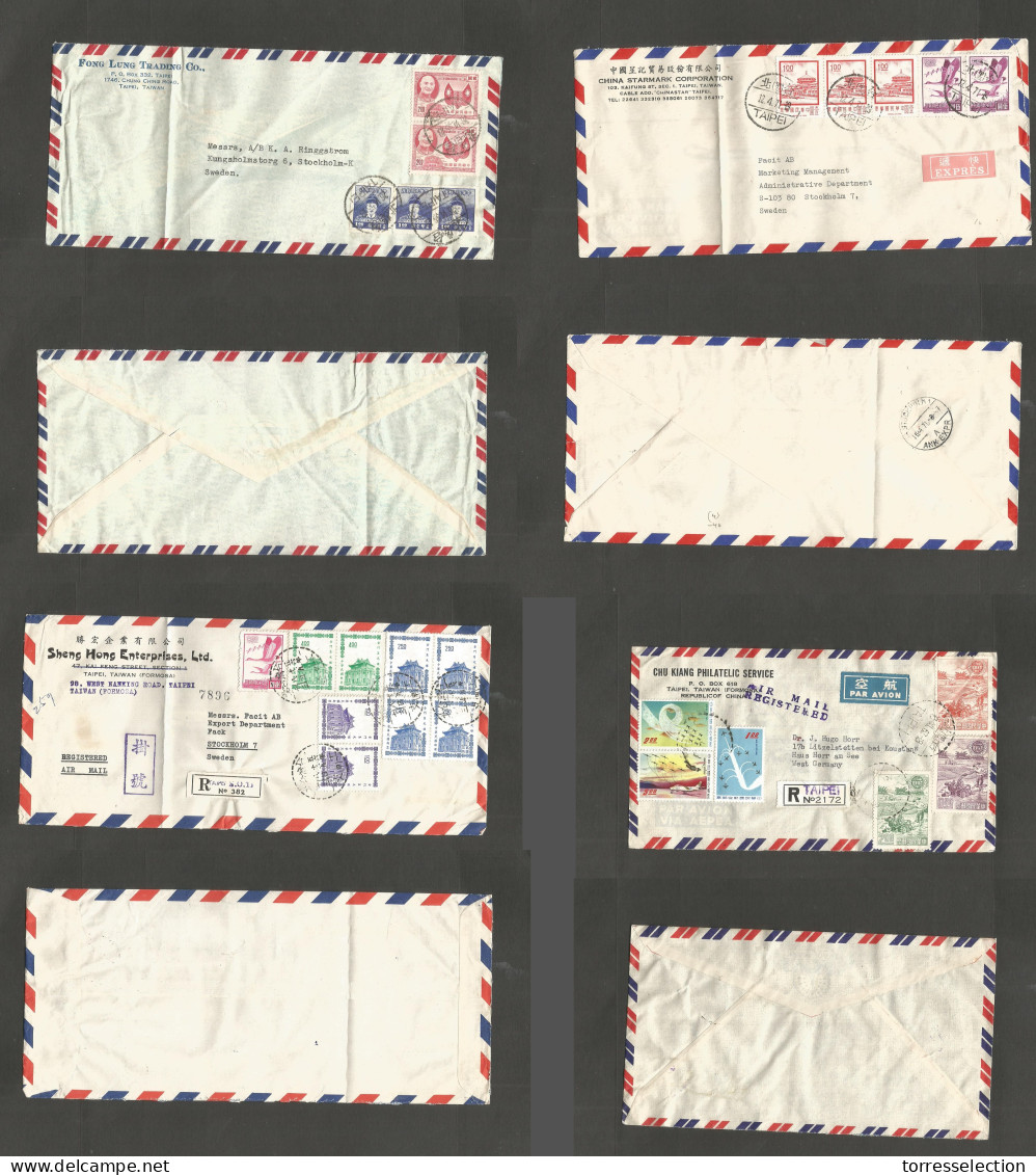 TAIWAN. 1958-71. Taipei - Sweden (one To Germany) 4 Multiple Fkd / Registered Diff Issues Postal History Item. Nice Grou - Other & Unclassified