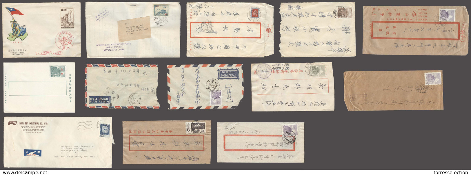 TAIWAN. 1947-50. Selection Of 13 Diff Usages Mostly Internal Incl Pm Rate To USA. - Other & Unclassified