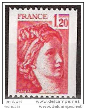 FRANCE N° 1981B 1.20 ROUGE TYPE SABINE ROULETTE PAIRE AVEC NUMERO ROUGE  680 Neuf Sans Charniere - 1977-1981 Sabine Van Gandon