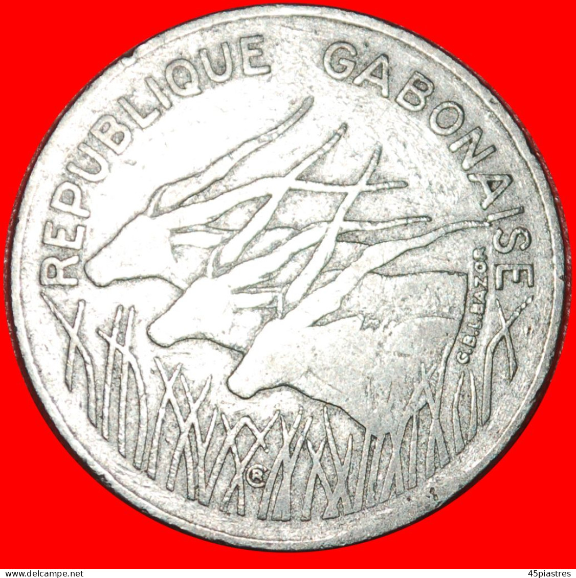 * FRANCE (1975-1985): GABON  100 FRANCS 1985 3 ANTELOPES! · LOW START ·  NO RESERVE! - Gabón