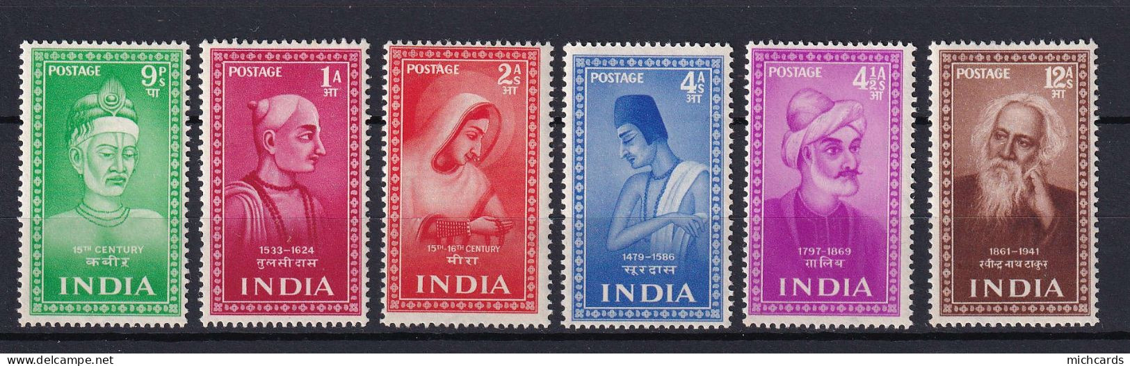 185 INDE 1952 - Yvert 37/42 - Portrait Saint Poete - Neuf ** (MNH) Sans Charniere - Unused Stamps