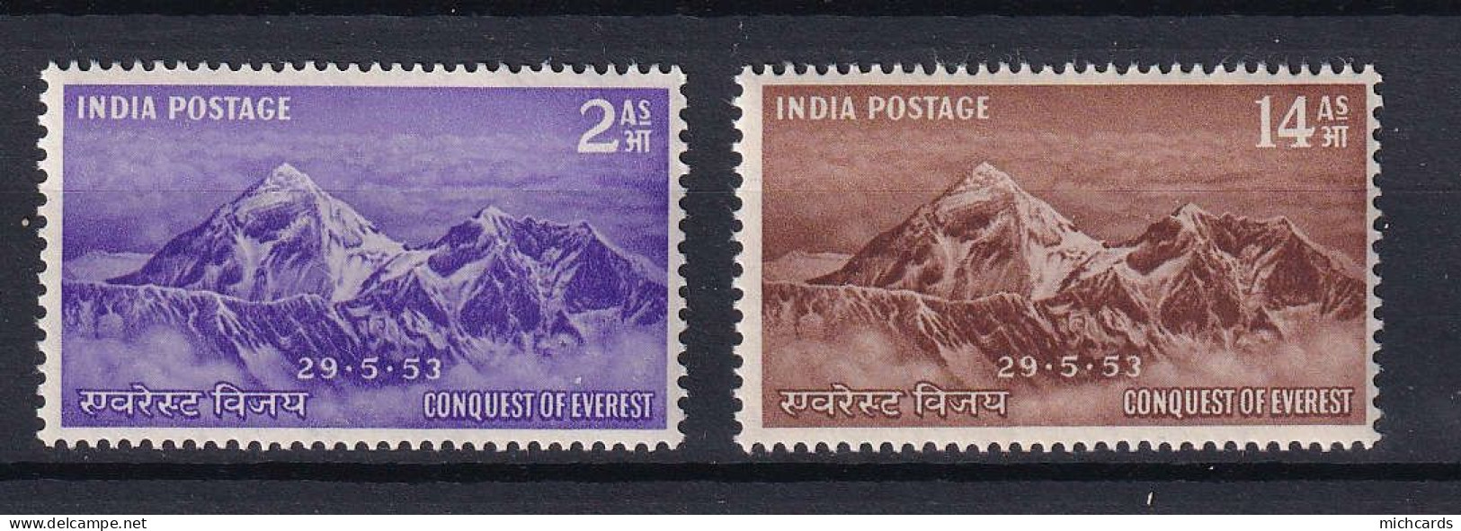 185 INDE 1953 - Yvert 44/45 - Montagne Evereste - Neuf ** (MNH) Sans Charniere - Unused Stamps