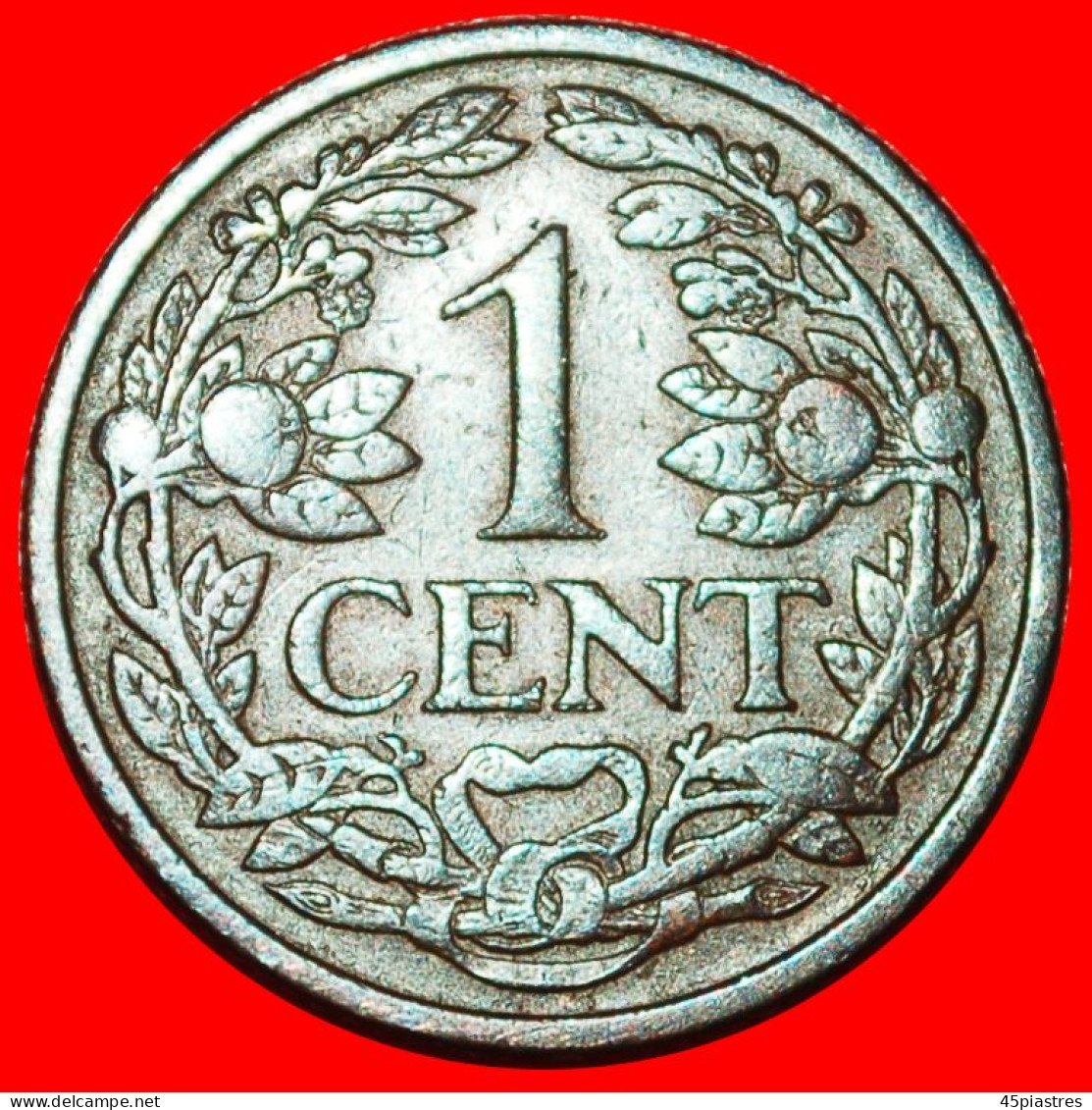 * RAMPANT LION (1913-1941): NETHERLANDS  1 CENT 1922! WILHELMINA (1890-1948) · LOW START ·  NO RESERVE! - 1 Cent