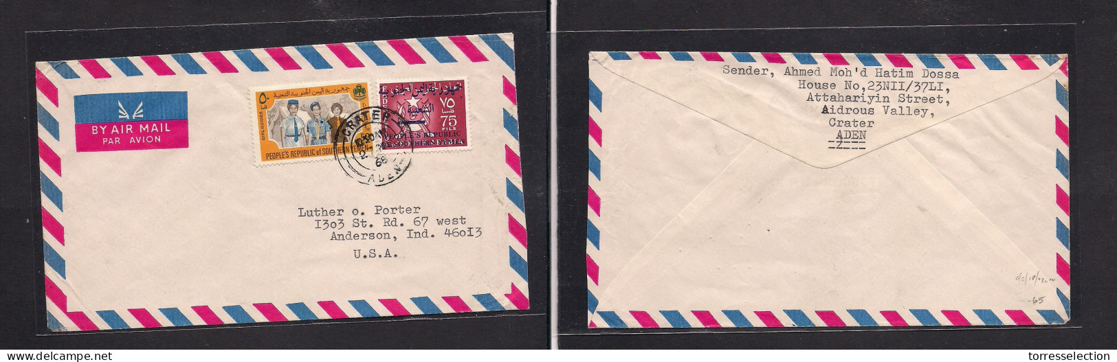 YEMEN. 1968 (27 Nov) South Yemen. Crater, Aden - USA, Anderson, Incl. Air Ovptd Multifkd Env Incl. Scout Issue. Scarce. - Yemen