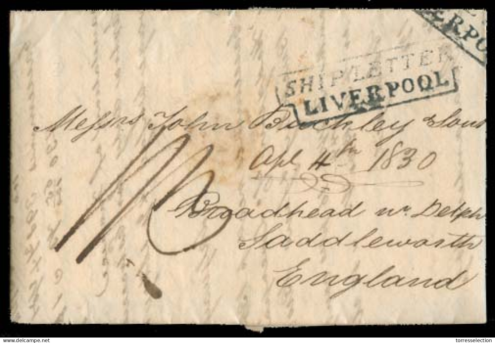 VENEZUELA. 1830 (13 Jan). La Guayra - UK / Saddleworth EL Full Text Fwded Reverse To NY By Delius & Miesagaes + Boxed Sh - Venezuela