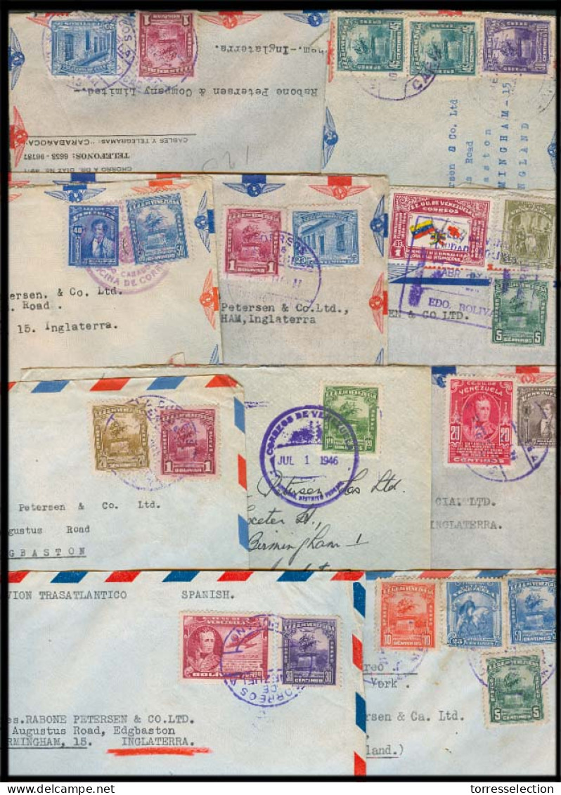VENEZUELA. 1945-6. Maracaibo / Caracas - UK / Birmingham. 10x Fkd Air Multi Correspondence. Fine. - Venezuela
